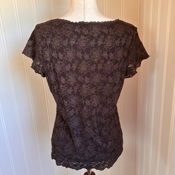 Vintage 90s/Y2K Brown Lace Top L - Picture 5 of 6